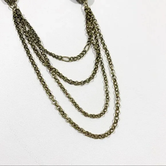 NECKLACE Gold Tone Multi Style Asymmetrical Chain - Picture 6 of 7